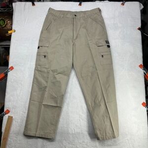Wrangler Black Rivet Cargo Pants Men's Khaki Cotton Relaxed Zip Fly - 34X29